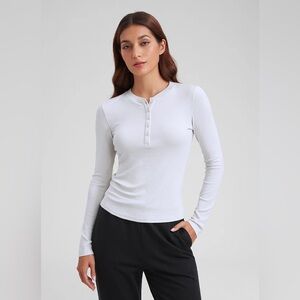 Ribbed Modal Henley Long Sleeve